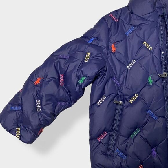 Polo Ralph Lauren Toddler Unisex Navy Logo Quilted Down Jacket size 2T New - Picture 4 of 12